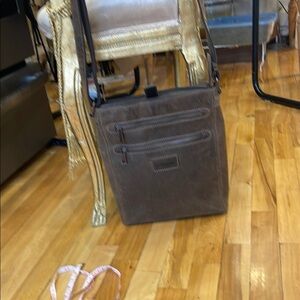 H.U.N.T. BNWT Brown Messenger Bag with Sturdy LEATHER and Long Strap